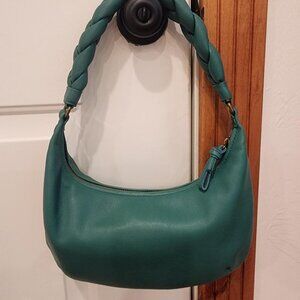 NWT Madewell The Piazza Small Slouch Shoulder Bag, Braided Strap Edition, Green